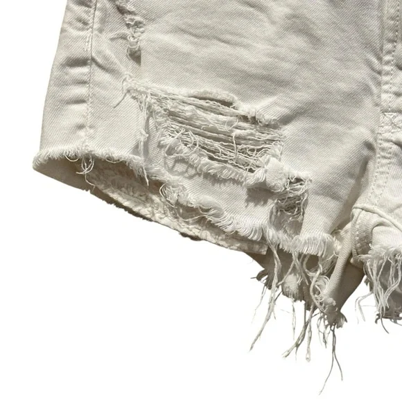 American Eagle Super Stretch  Hi Rise Shortie Distressed White Shorts Size 2 - Picture 2 of 10